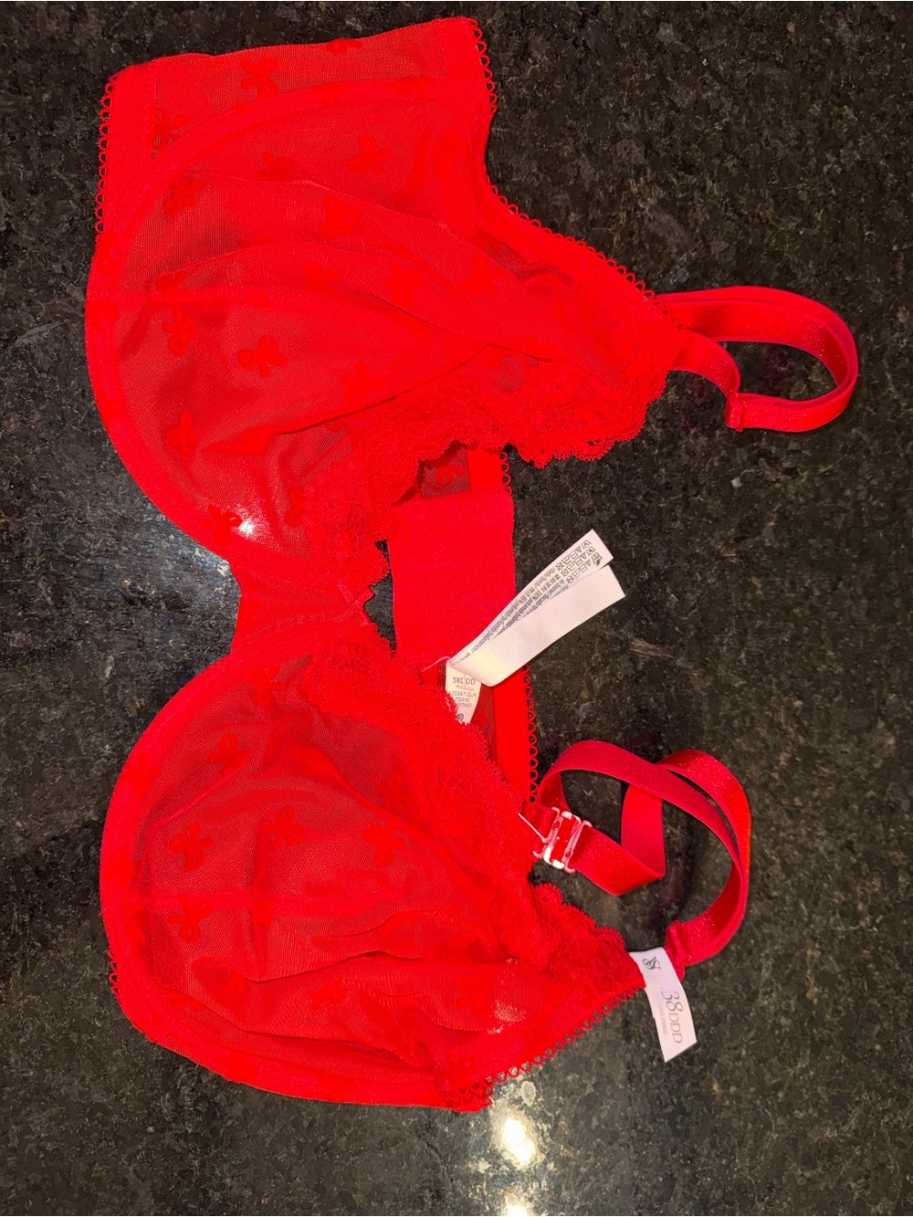 Victoria's Secret Red Sheer Lace Underwire Bra